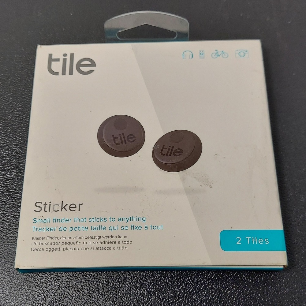 Tile Sticker Bluetooth Tracker Black 2 Pack Wireless Item Finder Lightweight